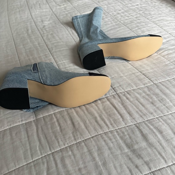 Blue Denim Ankle Boots with Black Toe Cap - Picture 9 of 11